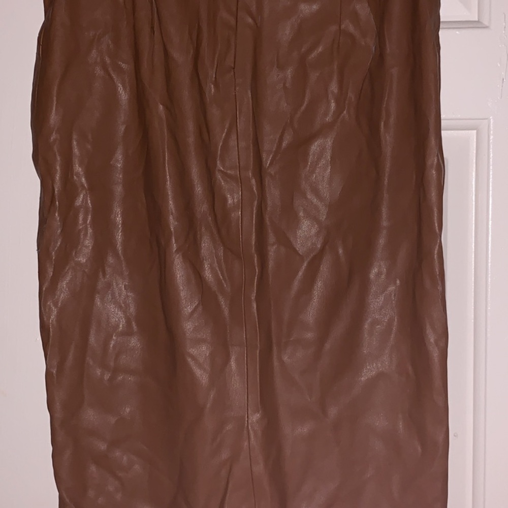 Brown leather skirt